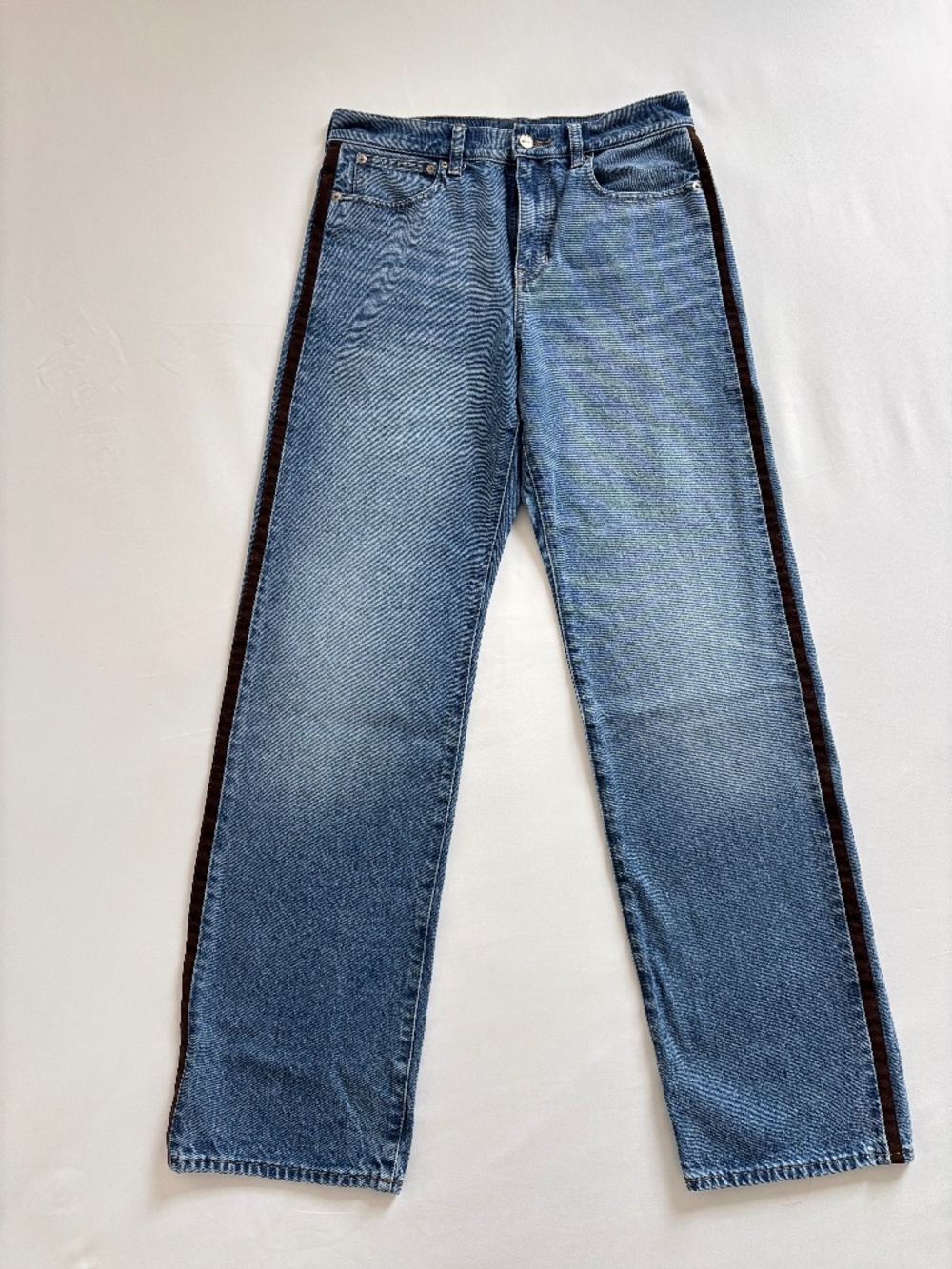 J.Crew Side-Stripe Straight Jeans | Size 27 Tall | Light Wash | Velvet Stripe |